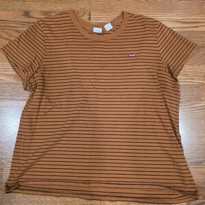 Levis Womens Orange Striped Short Sleeve